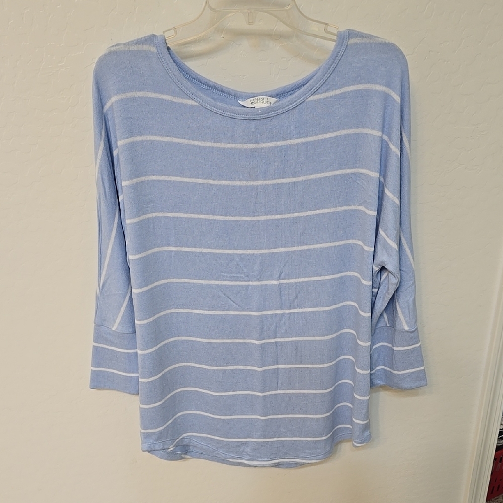 Market & Spruce Light Blue Striped Sweater